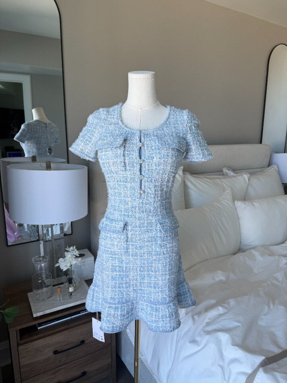 Self Portrait Blue Check Mini Dress